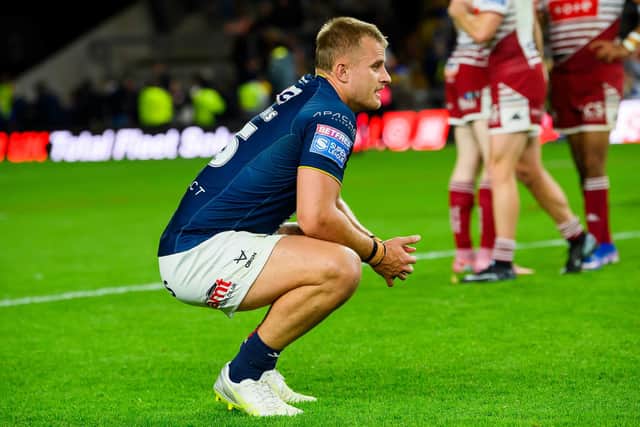 A dejected Cooper Jenkins after Leeds Rhinos' loss to Wigan Warriors. Picture by Allan McKenzie/SWpix.com.