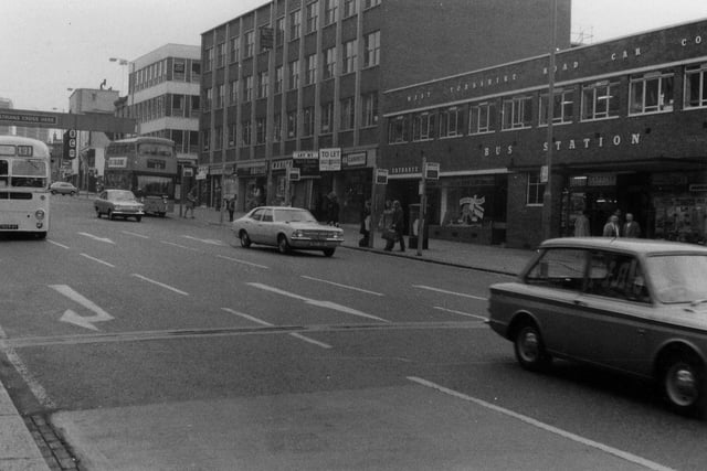 It was known to locals as the Red Bus Station and served mainly routes to the Yorkshire coast and to outlying towns such as Otley and Wetherby. Towards the left of the photo, from circa 1970 to 1973 is the ABC cinema.