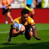 Daejarn Asi scores for Castleford Tigers during last week's defeat at Salford Red Devils. Picture by Olly Hassell/SWpix.com.