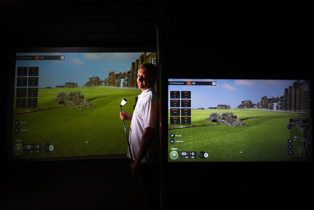 Business partners Oliver Firth (pictured) and Mark Flanagan have renovated a former tattoo parlour into a luxury golf simulator, the first of its kind in Yorkshire