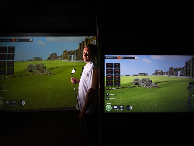 Business partners Oliver Firth (pictured) and Mark Flanagan have renovated a former tattoo parlour into a luxury golf simulator, the first of its kind in Yorkshire