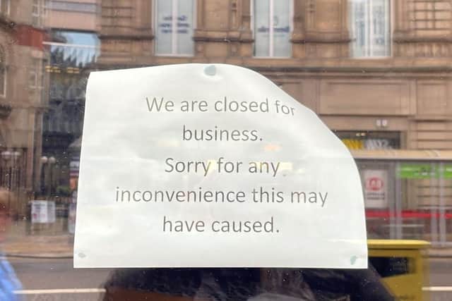A notice appeared in the window of Barburrito, in Boar Lane, that explained the branch had closed.