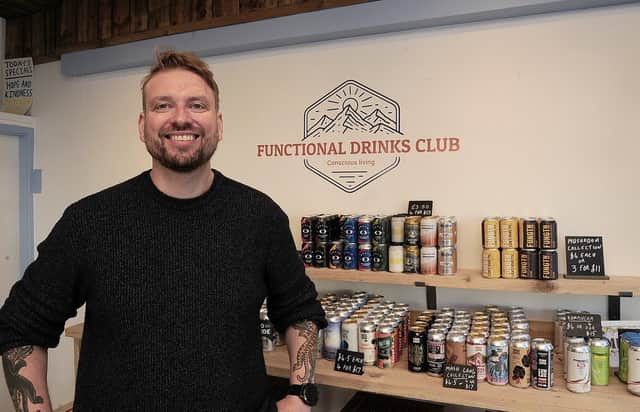 Kevin Gillespie, owner of The Functional Drinks Club, Otley, said he founded the business after he and his partner quit drinking six months ago. Photo: Steve Riding