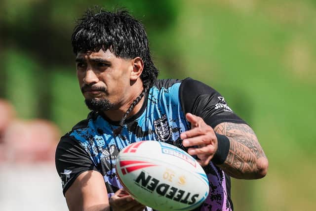 Leeds Rhinos prop Jeremiah Mata'utia seen during his loan spell with Hull FC. Picture by Alex Whitehead/SWpix.com.