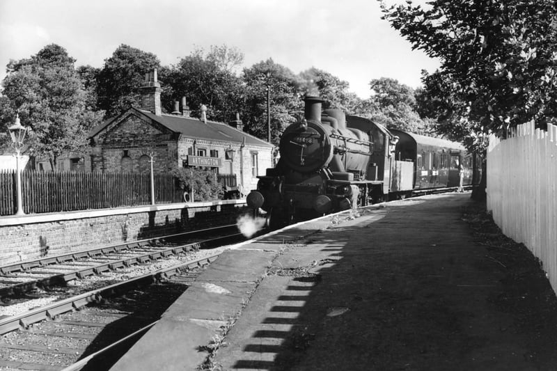 A steam train at Arthington Station in September 1995.