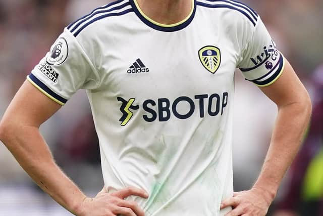 SBOTOP logo adorns the 2022/23 Leeds United home shirt (Pic: Mike Egerton/PA Wire)