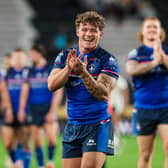 Wakefield Trinity's Harvey Smith celebrates last week's win at Hull FC. Picture by Alex Whitehead/SWpix.com.