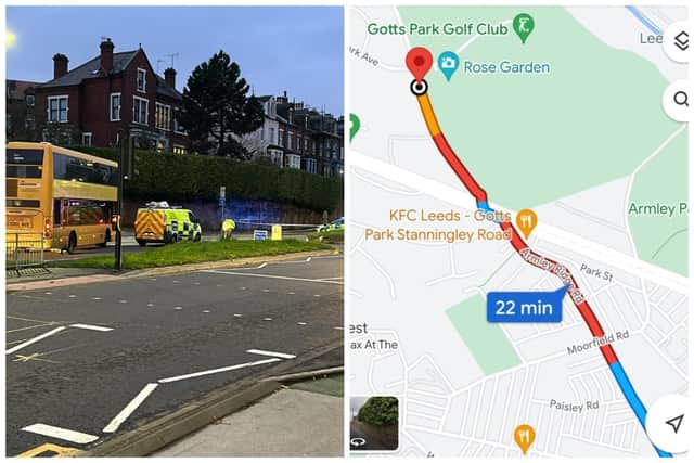 A pedestrian has been killed after a vehicle was in collision with a bus stop along Stanningley Road in Armley. Pictures: NW/Google