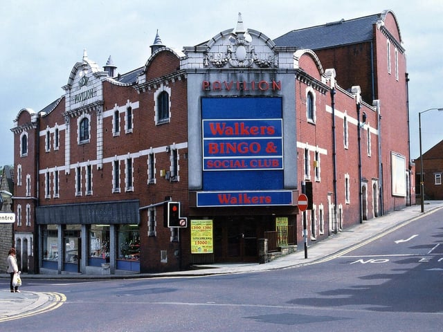 Morley New Pavilion. It was turned primarily into a cinema in 1915, changed to a Bingo and Social Club in 1968 and, after two or three years standing vacant, it became a nightclub in 1990. This photo shows the building under the control of Walkers Bingo and Social Club, who had taken over the running of the Bingo Club from Star Bingo in about 1980.