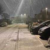 Snow falling in Leeds on Wednesday evening