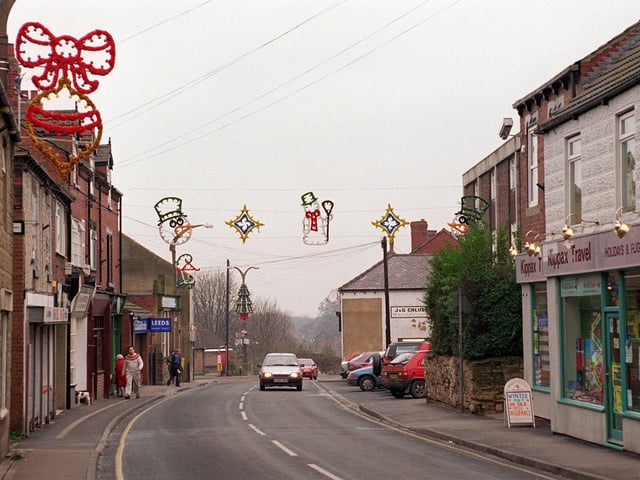 Christmas decorations on Kippax High Street pictured in November 1997.