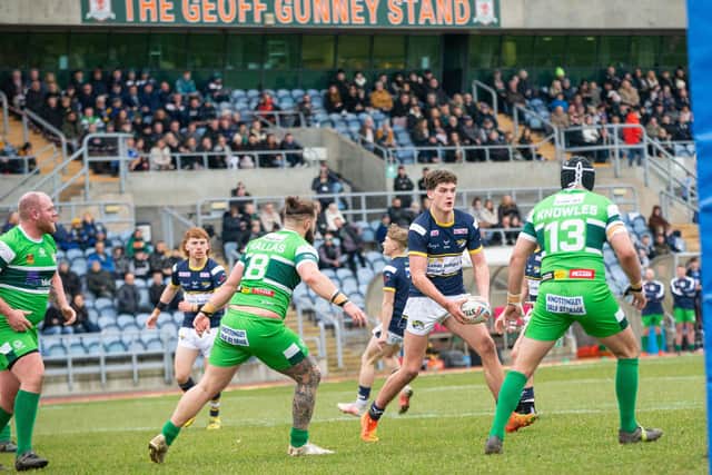 Ben Littlewood on the ball for Rhinos against Hunslet. Picture by Craig Hawkhead/Leeds Rhinos.