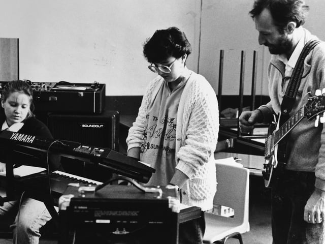 A music lesson at Morley High School.