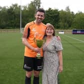 Rosemary Gautrey presents Howarths Foundation Football team with The Stephen Gautrey Cup 2025.
