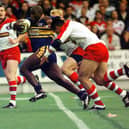 Darren Fleary on the charge for Leeds Rhinos against St Helens. Picture by Mark Bickerdike.