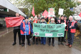 Cross Gates train station, where campaigners were protesting ticket office closures in November, 2022.