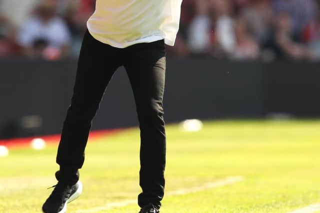 SOUTHAMPTON, ENGLAND - AUGUST 13: Jesse Marsch, Manager of Leeds United reacts during the Premier League match between Southampton FC and Leeds United at Friends Provident St. Mary's Stadium on August 13, 2022 in Southampton, England. (Photo by Henry Browne/Getty Images)