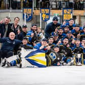 CHAMPIONS: Leeds Knights celebrate their NIHL National Cup success. Picture: Ben Gordon/Knights Media.