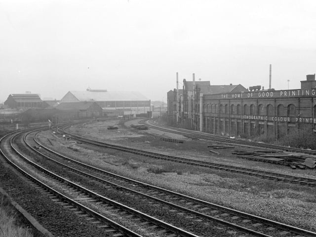 Petty & Sons Ltd, lithographic and colour printers located on Whitehall Road. The photograph is taken looking towards Whitehall junction.