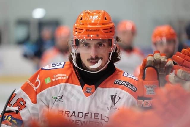 GOOD START: Sam tremblay got Sheffield Steeldogs off to the perfect start against Leeds Knights on Friday, scoring twice inside the first six minutes. Picture: Steeldogs Media.