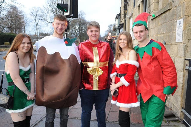 Christmas puddings and presents were among the outfits of choice.