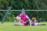 Jonah Parsons caps his return with a try for Rhinos' reserves against Newcastle. Picture by Craig Hawkhead/Leeds Rhinos.