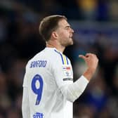 LEEDS, ENGLAND - OCTOBER 04: Patrick Bamford of Leeds United reacts during the Sky Bet Championship match between Leeds United and Queens Park Rangers at Elland Road on October 04, 2023 in Leeds, England. (Photo by George Wood/Getty Images)