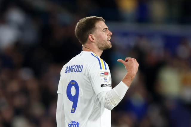 LEEDS, ENGLAND - OCTOBER 04: Patrick Bamford of Leeds United reacts during the Sky Bet Championship match between Leeds United and Queens Park Rangers at Elland Road on October 04, 2023 in Leeds, England. (Photo by George Wood/Getty Images)