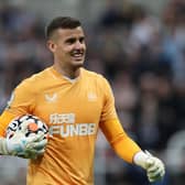 NEWCASTLE UPON TYNE, ENGLAND - SEPTEMBER 17: Karl Darlow of Newcastle Uited is seen during the Premier League match between Newcastle United and Leeds United at St. James Park on September 17, 2021 in Newcastle upon Tyne, England. (Photo by Ian MacNicol/Getty Images)