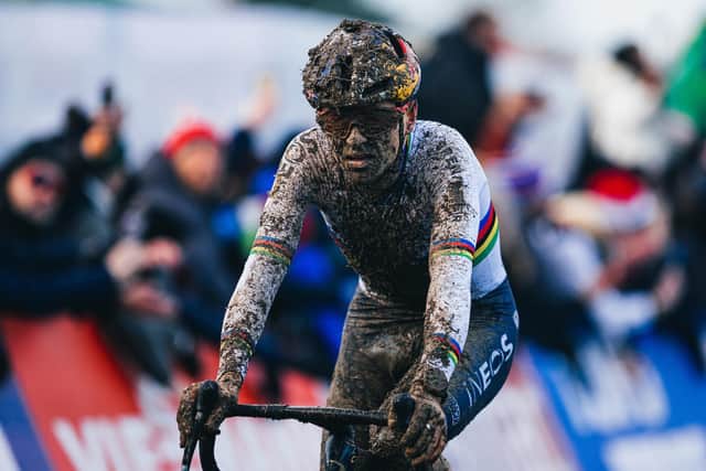A mud splattered Tom Pidcock of INEOS Grenadiers during the Elite Men’s race in the Cyclo-Cross World Cup in Ireland in December. He chose not to defend his world title later in the season. (Picture: Alex Whitehead/SWPix.com)