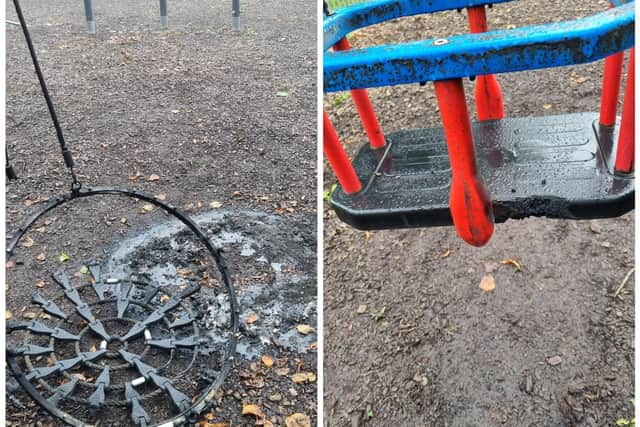 Damage was caused to the playground at Scaur Bank in Wetherby