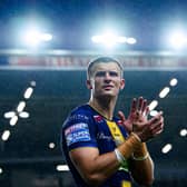 Ash Handley celebrates last week's victory against St Helens which was his 250th appearance for Leeds Rhinos. Picture by Allan McKenzie/SWpix.com.