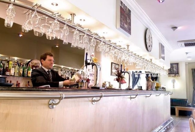 The bar at Quo Vadis Italian restaurant, Smyth Street, Wakefield, 2007.