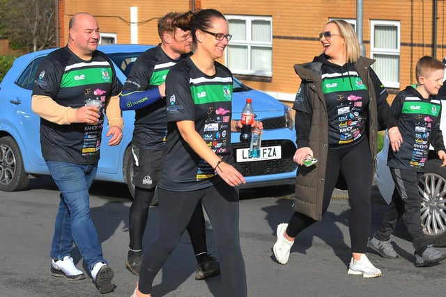 Walkers stride out from Stanningley Amateur Rugby League Club.