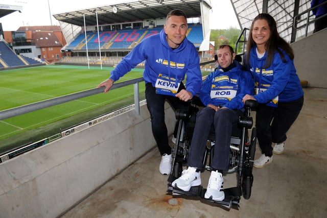 Rob, Kevin and Lindsey at the launch of the inaugural Rob Burrow Leeds Marathon.