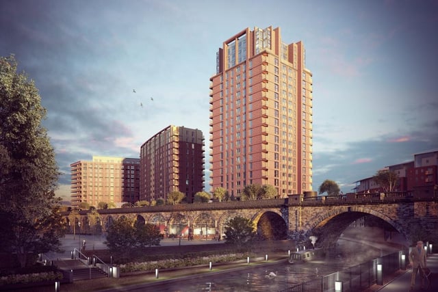 This CGI envisions the completed landscaped viaduct and The Junction neighbourhood, which offers a blend of city living and chances to connect with nature. As the development matures, landscaped gardens, pocket parks and the restored viaduct will aim to create natural spaces to unwind.