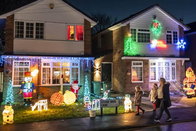 Houses on Stone Brig Lane in Rothwell, which have become known as the Stone Brig Lights (Photo by Danny Lawson/PA Wire)