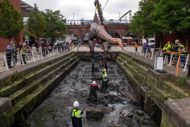 Until September 4, ol' Spiney will be part of a 12-strong team of animatronic dinosaurs across Leeds city centre - with Victoria Leeds offering £5 all-day parking to families wanting to explore the Jurassic trail (although parking in the wharf is reserved for dinosaurs only).