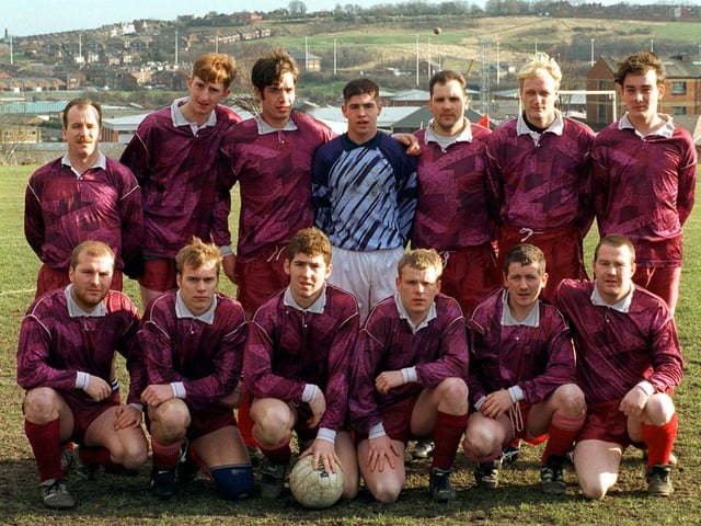 Fellmonger AFC played in the Red Triangle League. Back row, from left, are Ronnie Hickson, Chris Duffy, James McQuade, James Stevenson, Dave Prince, Heath Kershaw and Craig McDonnagh. Front row, from left, are Paul Goddard, Nick Mackle Jason Stevenson captain, Karl Payne, Wayne Marshall and Colin Gales. Pictured in February 1997.