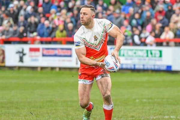 Luke Gale on the ball for Keighley against Bradford in March. Picture by Olly Hassell/SWpix.com.