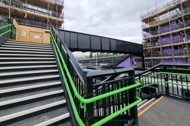 The new footbridge opened last month.