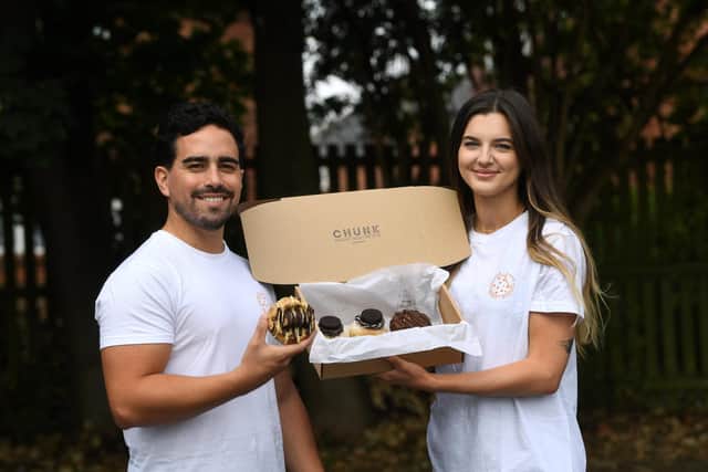 Vegan cookie business Chunk Cookies, run by Amy Bennett and Diego Espinoza from their Burley home.
31st  August 2022.
Picture Jonathan Gawthorpe