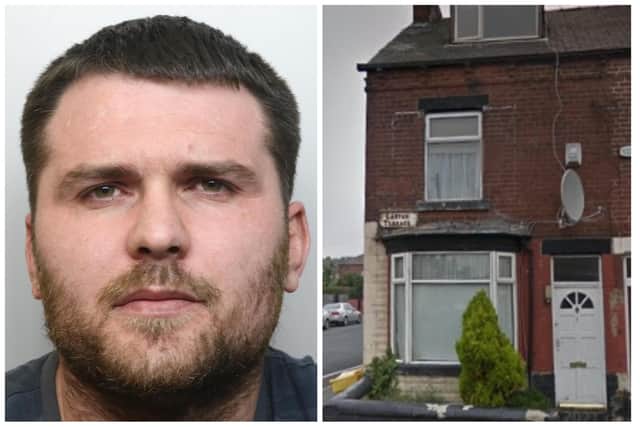 Hotaj was jailed for 22 months for his part in the lucrative cannabis operation at the end-terrace property on Garton Terrace. (pics by WYP / Google Maps)