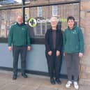 (left) Lifeline Harrogate's CEO Carl Good and (right) fundraising manager Ruth Skaife-Clarke with Kate Culverhouse of the Banks Group