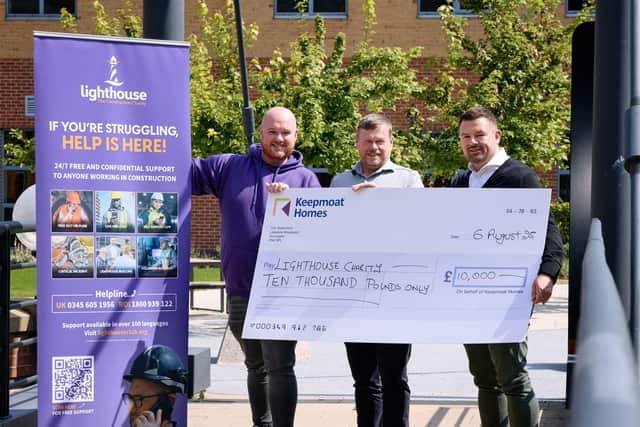From L-R_  Rory Doyle Partnership Manager at The Lighthouse Charity, Mark Pickles, Commercial Director at Keepmoat, Warren Thompson, Keepmoat  Regional MD