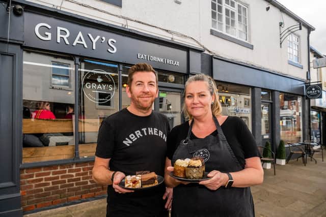 Giles and Heather Amos, owners of Gray's coffee shop in Rothwell (Photo: James Hardisty)