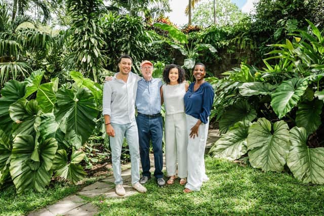 Maurice (centre left), with son, Jack, daughter Harriet and wife, Debby at Romney Manor, St Kitts, 2025