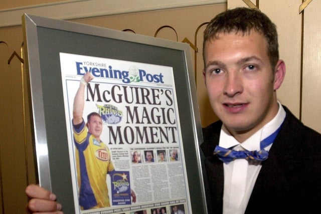 Danny McGuire was named the winner of the YEP Shooting Star Award. The presentation was made at Leeds Rhinos annual dinner and awards ceremony held at the Queens Hotel.