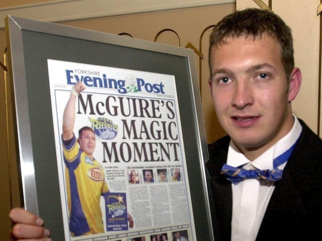 Danny McGuire was named the winner of the YEP Shooting Star Award. The presentation was made at Leeds Rhinos annual dinner and awards ceremony held at the Queens Hotel.