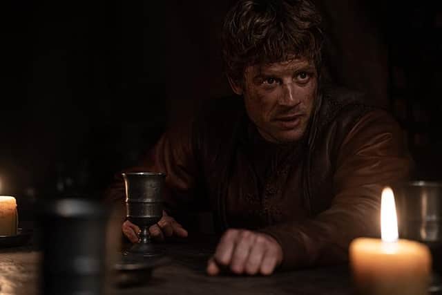 Harold Godwinson (James Norton) peers out of the dark in the BBC historical drama series King & Conqueror (Picture: BBC/CBS Studios)